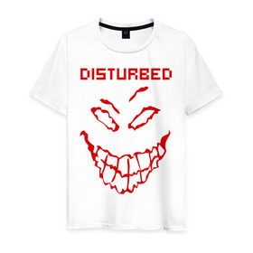 Мужская футболка хлопок с принтом Disturbed в Кировске, 100% хлопок | прямой крой, круглый вырез горловины, длина до линии бедер, слегка спущенное плечо. | Тематика изображения на принте: disturbed