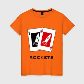 Женская футболка хлопок с принтом AA Rockets в Кировске, 100% хлопок | прямой крой, круглый вырез горловины, длина до линии бедер, слегка спущенное плечо | ace | poker | rocket | rockets | карты | покер | ракеты | туз | тузы