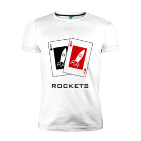Мужская футболка премиум с принтом AA Ракеты в Кировске, 92% хлопок, 8% лайкра | приталенный силуэт, круглый вырез ворота, длина до линии бедра, короткий рукав | ace | poker | rocket | rockets | карты | покер | ракеты | туз | тузы