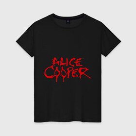 Женская футболка хлопок с принтом Alice Cooper в Кировске, 100% хлопок | прямой крой, круглый вырез горловины, длина до линии бедер, слегка спущенное плечо | alice cooper | metal | rock | логотип | метал | музыка | музыкант | рок | рок музыка | элис купер