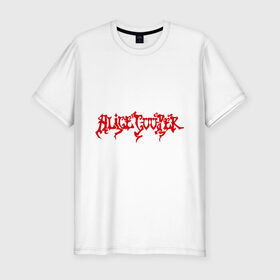 Мужская футболка премиум с принтом Alice Cooper (2) в Кировске, 92% хлопок, 8% лайкра | приталенный силуэт, круглый вырез ворота, длина до линии бедра, короткий рукав | Тематика изображения на принте: alice cooper | metal | rock | логотип | метал | музыка | музыкант | рок | рок музыка | элис купер