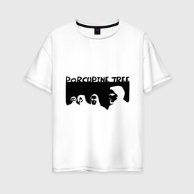 Женская футболка хлопок Oversize с принтом Porcupine Tree в Кировске, 100% хлопок | свободный крой, круглый ворот, спущенный рукав, длина до линии бедер
 | metal | porcupine tree | rock | логотип | метал | музыка | рок | рок группа | рок группы