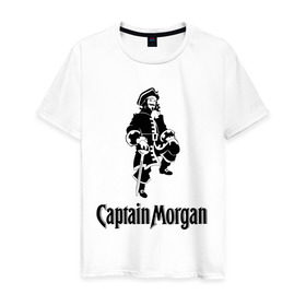 Мужская футболка хлопок с принтом Capitan Morgan в Кировске, 100% хлопок | прямой крой, круглый вырез горловины, длина до линии бедер, слегка спущенное плечо. | capitan morgan | бар | бармен | капитан морган
