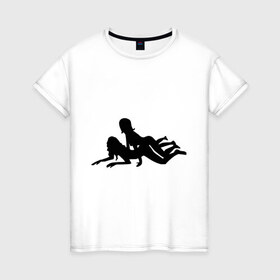 Женская футболка хлопок с принтом Две девочки в Кировске, 100% хлопок | прямой крой, круглый вырез горловины, длина до линии бедер, слегка спущенное плечо | 