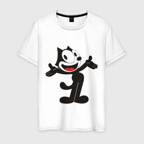 Мужская футболка хлопок с принтом Кот феликс в Кировске, 100% хлопок | прямой крой, круглый вырез горловины, длина до линии бедер, слегка спущенное плечо. | felix | felix cat | кот феликс | феликс