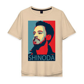 Мужская футболка хлопок Oversize с принтом Mike Shinoda в Кировске, 100% хлопок | свободный крой, круглый ворот, “спинка” длиннее передней части | linkin park | mike shinoda | rock | shinoda | линкин парк | рок