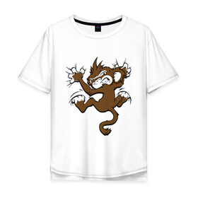 Мужская футболка хлопок Oversize с принтом Мартышка в Кировске, 100% хлопок | свободный крой, круглый ворот, “спинка” длиннее передней части | monkey | обезьяна