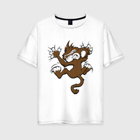 Женская футболка хлопок Oversize с принтом Мартышка в Кировске, 100% хлопок | свободный крой, круглый ворот, спущенный рукав, длина до линии бедер
 | monkey | обезьяна