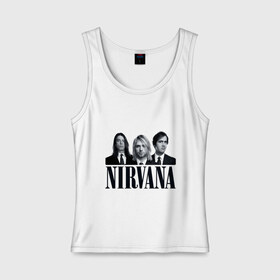 Женская майка хлопок с принтом Nirvana (2) в Кировске, 95% хлопок, 5% эластан |  | cobain | nirvana | rock | smells like teen spirit | кобейн | нирвана | рок