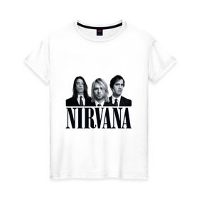 Женская футболка хлопок с принтом Nirvana (2) в Кировске, 100% хлопок | прямой крой, круглый вырез горловины, длина до линии бедер, слегка спущенное плечо | cobain | nirvana | rock | smells like teen spirit | кобейн | нирвана | рок