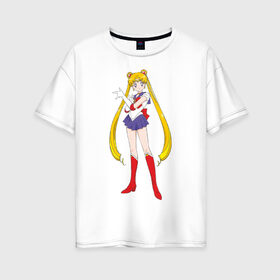 Женская футболка хлопок Oversize с принтом Sailor Moon в Кировске, 100% хлопок | свободный крой, круглый ворот, спущенный рукав, длина до линии бедер
 | аниме