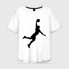 Мужская футболка хлопок Oversize с принтом basketball в Кировске, 100% хлопок | свободный крой, круглый ворот, “спинка” длиннее передней части | бросок