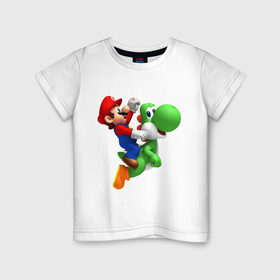 Детская футболка хлопок с принтом Mario в Кировске, 100% хлопок | круглый вырез горловины, полуприлегающий силуэт, длина до линии бедер | mario | nintendo | videogames | аркада | видеоигры | нинтендо | приставки