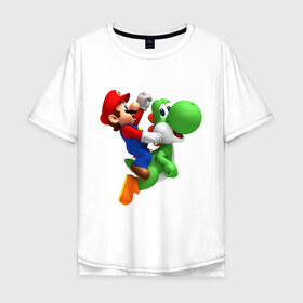 Мужская футболка хлопок Oversize с принтом Mario в Кировске, 100% хлопок | свободный крой, круглый ворот, “спинка” длиннее передней части | mario | nintendo | videogames | аркада | видеоигры | нинтендо | приставки