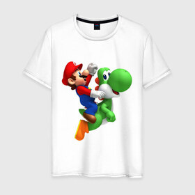 Мужская футболка хлопок с принтом Mario в Кировске, 100% хлопок | прямой крой, круглый вырез горловины, длина до линии бедер, слегка спущенное плечо. | mario | nintendo | videogames | аркада | видеоигры | нинтендо | приставки