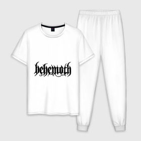 Мужская пижама хлопок с принтом Behemoth в Кировске, 100% хлопок | брюки и футболка прямого кроя, без карманов, на брюках мягкая резинка на поясе и по низу штанин
 | Тематика изображения на принте: behemoth | metal | группы | логотипы | метал | польша | рок