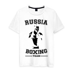 Мужская футболка хлопок с принтом Бокс в Кировске, 100% хлопок | прямой крой, круглый вырез горловины, длина до линии бедер, слегка спущенное плечо. | кикбоксинг