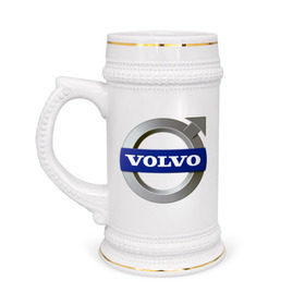 Кружка пивная с принтом Volvo в Кировске,  керамика (Материал выдерживает высокую температуру, стоит избегать резкого перепада температур) |  объем 630 мл | volvo | авто | бренд | вольво | логотип | машина