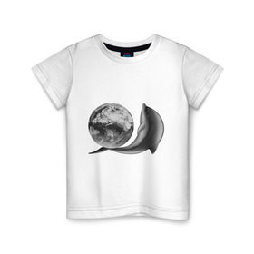 Детская футболка хлопок с принтом Дельфинчик с шаром в Кировске, 100% хлопок | круглый вырез горловины, полуприлегающий силуэт, длина до линии бедер | Тематика изображения на принте: глобус | дельфин | дельфинчик | земля | шар