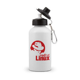 Бутылка спортивная с принтом Linux - Redhart в Кировске, металл | емкость — 500 мл, в комплекте две пластиковые крышки и карабин для крепления | linux | redhart | админу | дистрибутив | красная шляпа | линукс