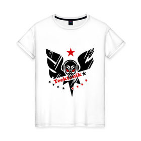 Женская футболка хлопок с принтом Tecktonik-electro в Кировске, 100% хлопок | прямой крой, круглый вырез горловины, длина до линии бедер, слегка спущенное плечо | 