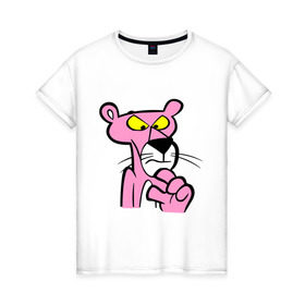 Женская футболка хлопок с принтом Розовая пантера (3) в Кировске, 100% хлопок | прямой крой, круглый вырез горловины, длина до линии бедер, слегка спущенное плечо | Тематика изображения на принте: pink panther | розовая пантера
