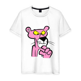 Мужская футболка хлопок с принтом Розовая пантера (3) в Кировске, 100% хлопок | прямой крой, круглый вырез горловины, длина до линии бедер, слегка спущенное плечо. | pink panther | розовая пантера