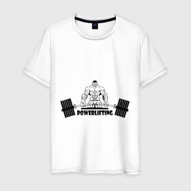 Мужская футболка хлопок с принтом powerlifting4 в Кировске, 100% хлопок | прямой крой, круглый вырез горловины, длина до линии бедер, слегка спущенное плечо. | 
