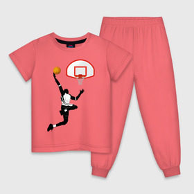 Детская пижама хлопок с принтом Баскетбол в Кировске, 100% хлопок |  брюки и футболка прямого кроя, без карманов, на брюках мягкая резинка на поясе и по низу штанин
 | basket | basketball | баскетболист | баскетбольное кольцо | бросок