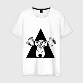 Мужская футболка хлопок с принтом powerlifting6 в Кировске, 100% хлопок | прямой крой, круглый вырез горловины, длина до линии бедер, слегка спущенное плечо. | 