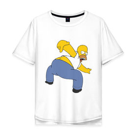 Мужская футболка хлопок Oversize с принтом homer ass в Кировске, 100% хлопок | свободный крой, круглый ворот, “спинка” длиннее передней части | гомер