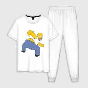Мужская пижама хлопок с принтом homer ass в Кировске, 100% хлопок | брюки и футболка прямого кроя, без карманов, на брюках мягкая резинка на поясе и по низу штанин
 | гомер