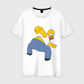 Мужская футболка хлопок с принтом homer ass в Кировске, 100% хлопок | прямой крой, круглый вырез горловины, длина до линии бедер, слегка спущенное плечо. | гомер
