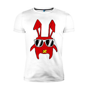 Мужская футболка премиум с принтом disco bunny в Кировске, 92% хлопок, 8% лайкра | приталенный силуэт, круглый вырез ворота, длина до линии бедра, короткий рукав | bunny | minimal | заяц | минимал | очки