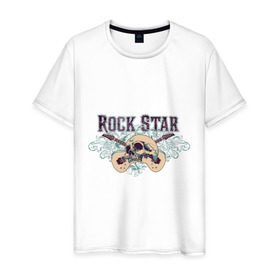 Мужская футболка хлопок с принтом RockStar в Кировске, 100% хлопок | прямой крой, круглый вырез горловины, длина до линии бедер, слегка спущенное плечо. | 