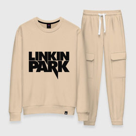 Женский костюм хлопок с принтом Linkin Park (3) в Кировске, 100% хлопок | на свитшоте круглая горловина, мягкая резинка по низу. Брюки заужены к низу, на них два вида карманов: два 