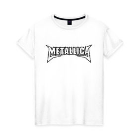 Женская футболка хлопок с принтом Metallica (2) в Кировске, 100% хлопок | прямой крой, круглый вырез горловины, длина до линии бедер, слегка спущенное плечо | металлика