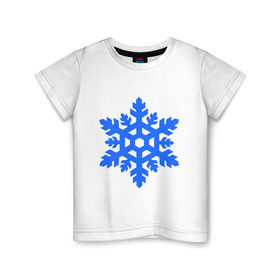 Детская футболка хлопок с принтом Cнежинка в Кировске, 100% хлопок | круглый вырез горловины, полуприлегающий силуэт, длина до линии бедер | new year | для зимы | нг | новогодний | новый год | снег | снежинка