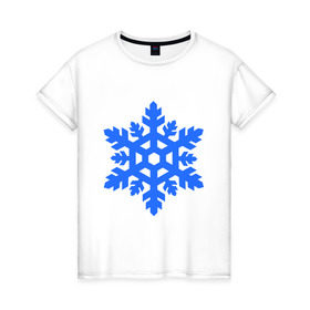 Женская футболка хлопок с принтом Cнежинка в Кировске, 100% хлопок | прямой крой, круглый вырез горловины, длина до линии бедер, слегка спущенное плечо | new year | для зимы | нг | новогодний | новый год | снег | снежинка