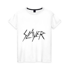 Женская футболка хлопок с принтом Slayer (2) в Кировске, 100% хлопок | прямой крой, круглый вырез горловины, длина до линии бедер, слегка спущенное плечо | alternative rock | pank | punk | rock | альтернативный рок | метал | панк | рок | тяжелая музыка | хард рок | хеви метал
