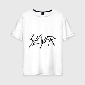 Женская футболка хлопок Oversize с принтом Slayer (2) в Кировске, 100% хлопок | свободный крой, круглый ворот, спущенный рукав, длина до линии бедер
 | alternative rock | pank | punk | rock | альтернативный рок | метал | панк | рок | тяжелая музыка | хард рок | хеви метал