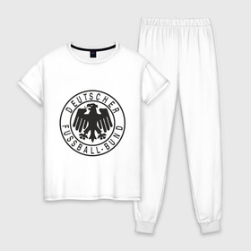 Женская пижама хлопок с принтом Германия в Кировске, 100% хлопок | брюки и футболка прямого кроя, без карманов, на брюках мягкая резинка на поясе и по низу штанин | германский футбольный клуб | дойч футбол | фк