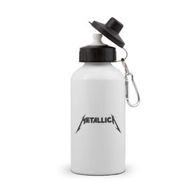 Бутылка спортивная с принтом Metallica в Кировске, металл | емкость — 500 мл, в комплекте две пластиковые крышки и карабин для крепления | металлика