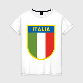 Женская футболка хлопок с принтом Italy в Кировске, 100% хлопок | прямой крой, круглый вырез горловины, длина до линии бедер, слегка спущенное плечо | итальянский фк | футбол италии | футбольный клуб италии
