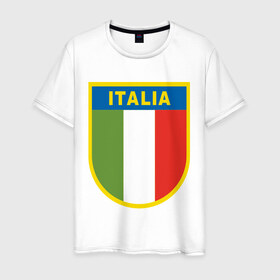 Мужская футболка хлопок с принтом Italy в Кировске, 100% хлопок | прямой крой, круглый вырез горловины, длина до линии бедер, слегка спущенное плечо. | итальянский фк | футбол италии | футбольный клуб италии