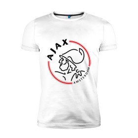 Мужская футболка премиум с принтом Аякс в Кировске, 92% хлопок, 8% лайкра | приталенный силуэт, круглый вырез ворота, длина до линии бедра, короткий рукав | ajax | аякс