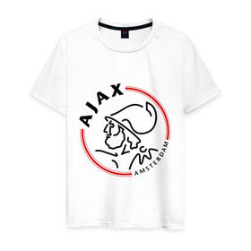 Мужская футболка хлопок с принтом Аякс в Кировске, 100% хлопок | прямой крой, круглый вырез горловины, длина до линии бедер, слегка спущенное плечо. | ajax | аякс
