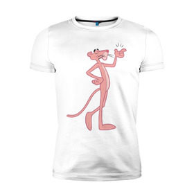 Мужская футболка премиум с принтом PinkPanther в Кировске, 92% хлопок, 8% лайкра | приталенный силуэт, круглый вырез ворота, длина до линии бедра, короткий рукав | pink panther | розовая пантера