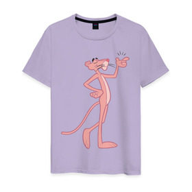 Мужская футболка хлопок с принтом PinkPanther в Кировске, 100% хлопок | прямой крой, круглый вырез горловины, длина до линии бедер, слегка спущенное плечо. | pink panther | розовая пантера