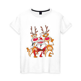 Женская футболка хлопок с принтом Дед Мороз (8) в Кировске, 100% хлопок | прямой крой, круглый вырез горловины, длина до линии бедер, слегка спущенное плечо | 2012 | new year | дед мороз | мороз | нг | новый 2012 | новый год | олень | санта | санта клаус